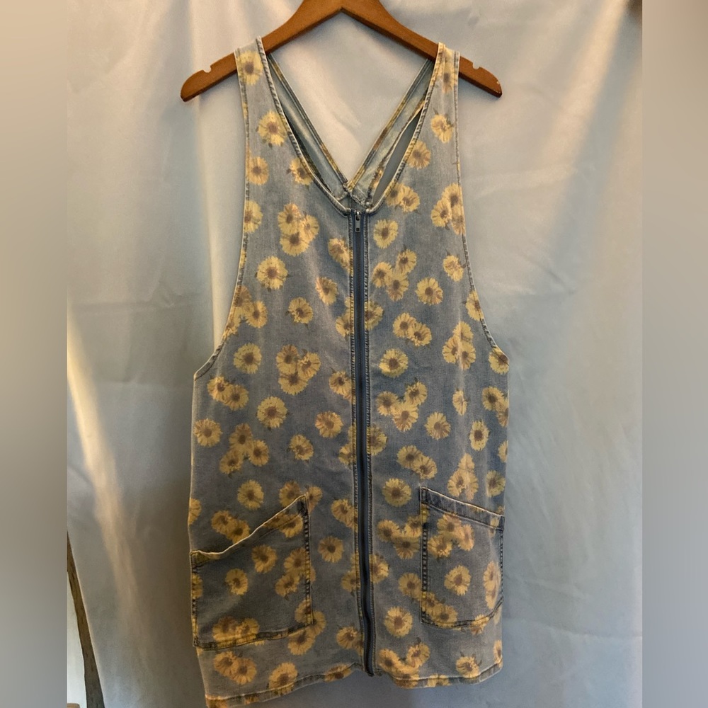 90’s Sunflower overalls jean dress